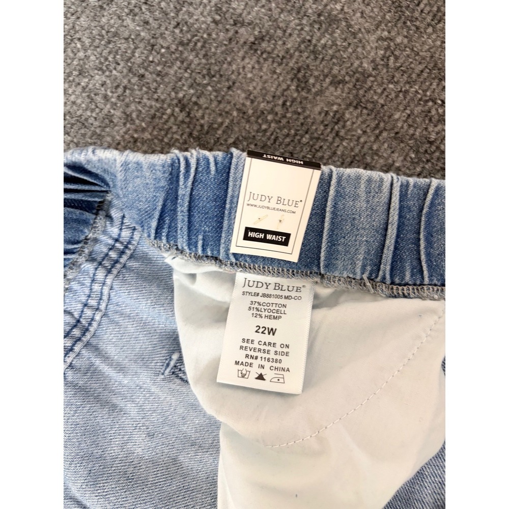 Judy Blue High Waist Wide Leg Jeans 22W Light Wash Pull On Drawstring JB881005 - Picture 5 of 11